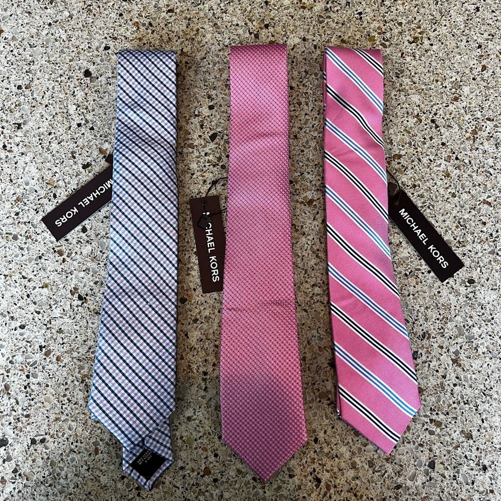 NWT MICHAEL KORS 100% Silk Men’s Ties Set of 3